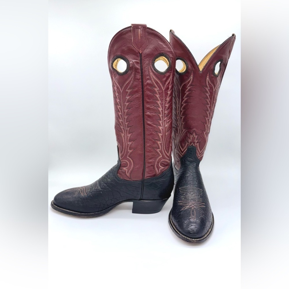 VGT. TONY LAMA Two-Tone Western Women’s Knee Length Leather Boots Size: 7D - Picture 3 of 6